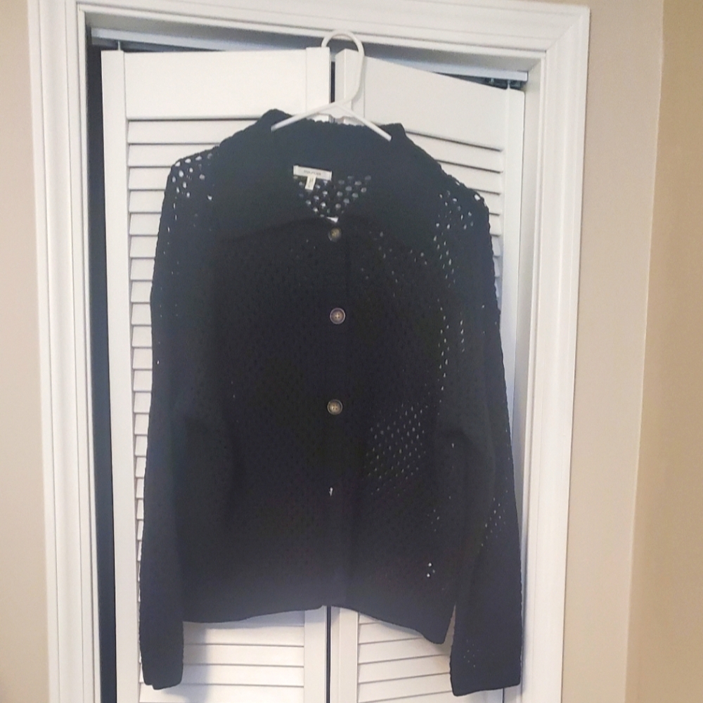 Maurice Large Open Knit Cardigan-Black